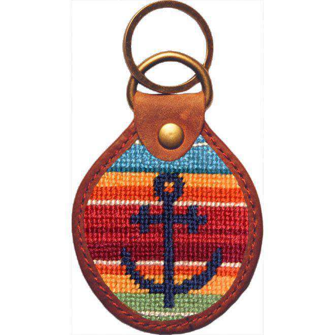 Tropical Striped Anchor Needlepoint Key Fob by Smathers & Branson - Country Club Prep