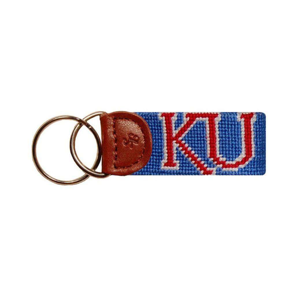 University of Kansas Needlepoint Key Fob in Blue by Smathers & Branson - Country Club Prep