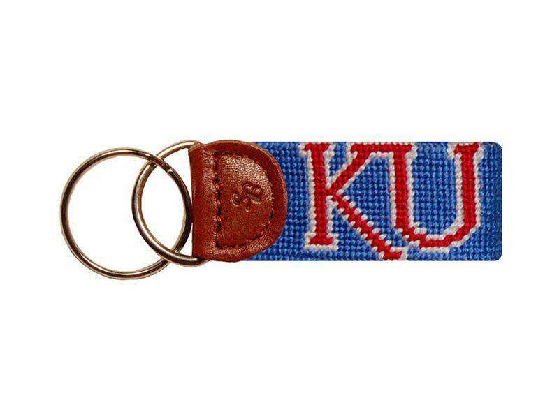 University of Kansas Needlepoint Key Fob in Blue by Smathers & Branson - Country Club Prep