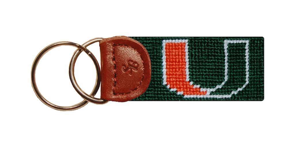 University of Miami Needlepoint Key Fob in Green by Smathers & Branson - Country Club Prep
