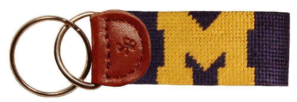 University of Michigan Needlepoint Key Fob in Navy by Smathers & Branson - Country Club Prep