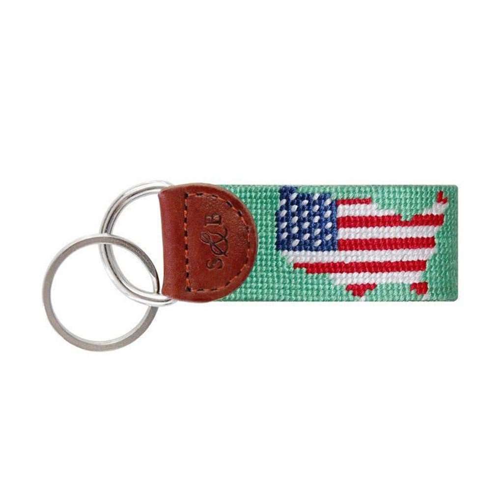 American Flag Needlepoint Key Fob in Khaki by Smathers & Branson