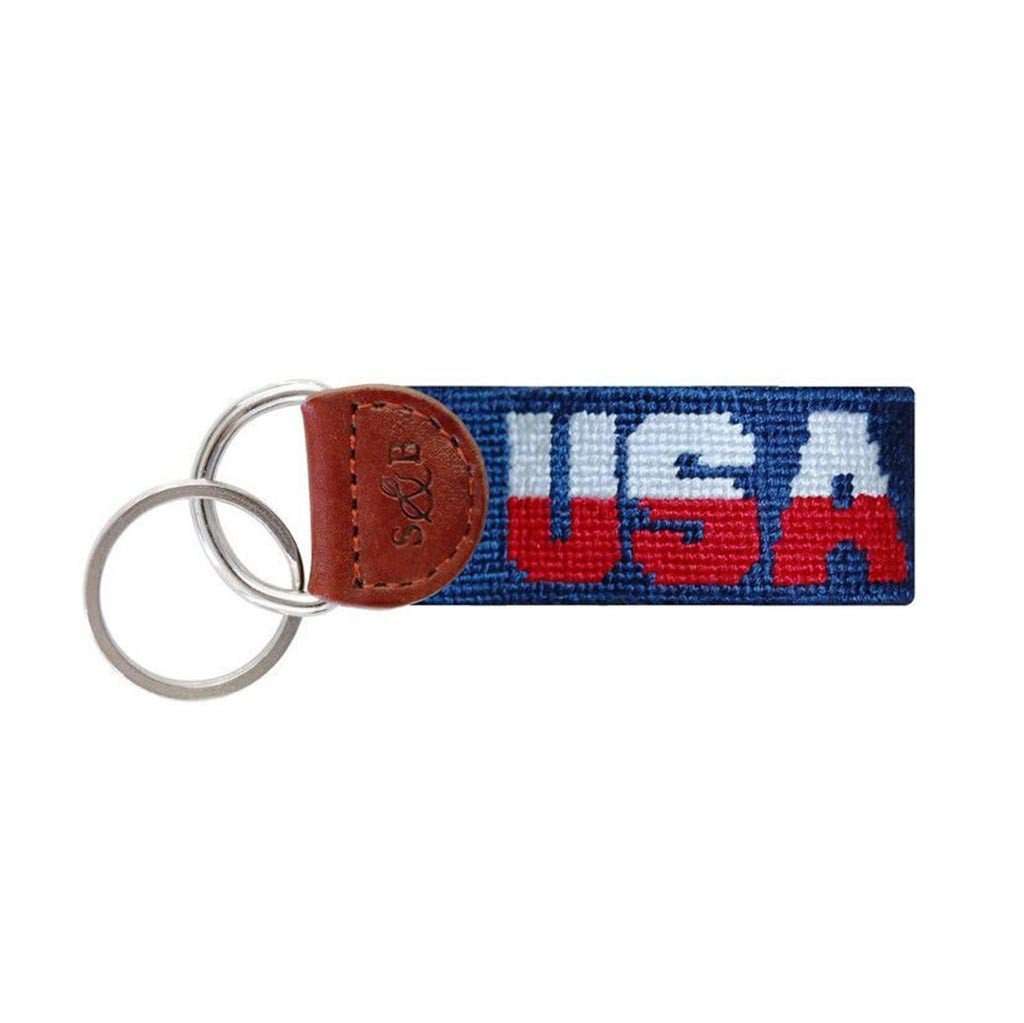 USA Needlepoint Key Fob in Classic Navy by Smathers & Branson - Country Club Prep