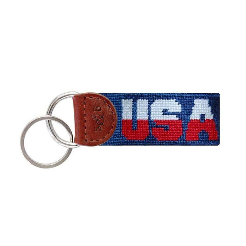 USA Needlepoint Key Fob in Classic Navy by Smathers & Branson - Country Club Prep