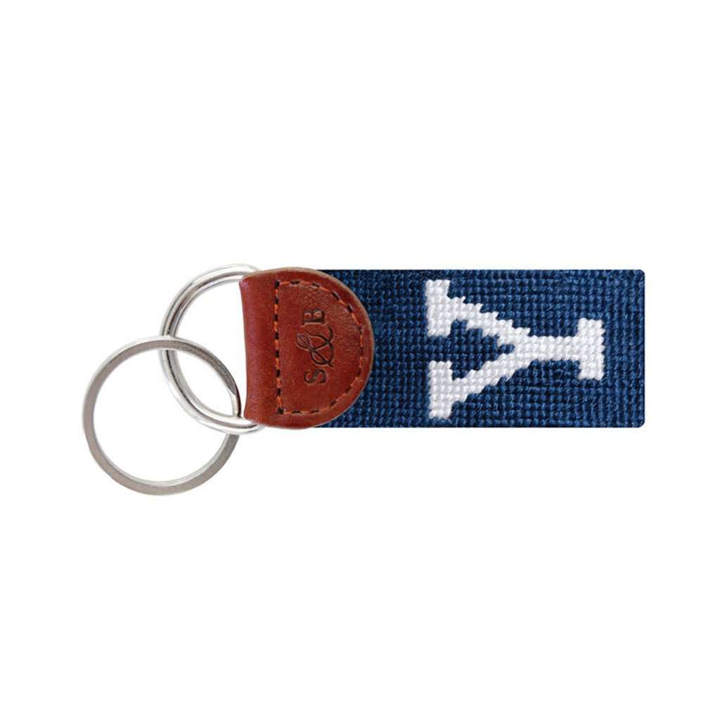 Yale Needlepoint Key Fob in Navy by Smathers & Branson - Country Club Prep
