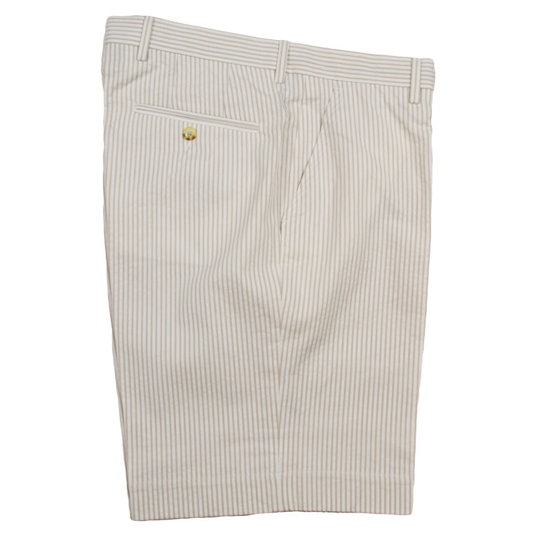 Tan Seersucker Shorts by Country Club Prep - Country Club Prep