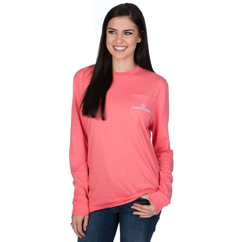 Meet me on the Mountain Long Sleeve Tee in Coral by Lauren James - Country Club Prep