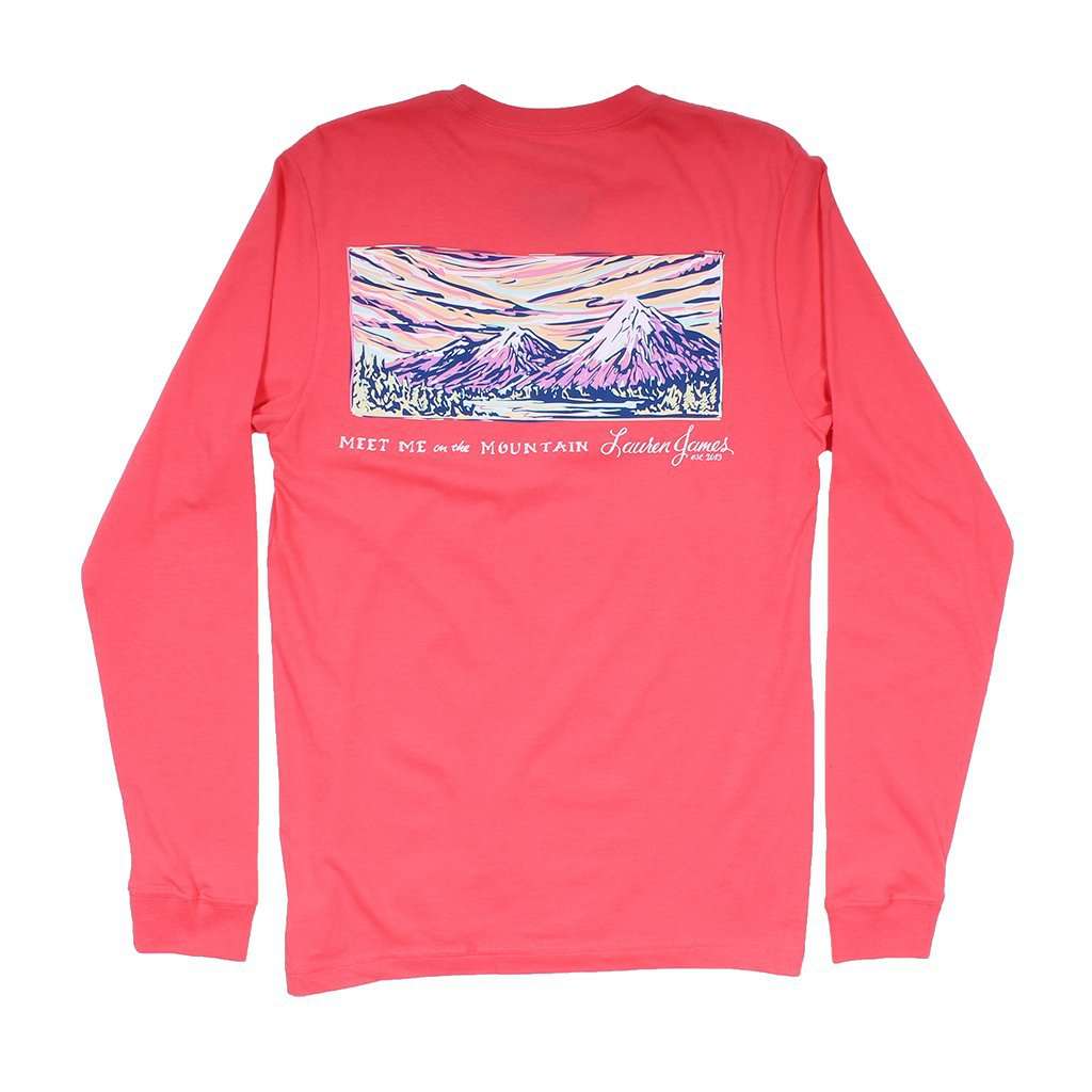 Meet me on the Mountain Long Sleeve Tee in Coral by Lauren James - Country Club Prep