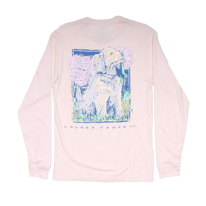 Peony Puppy Long Sleeve Tee in Ivory by Lauren James - Country Club Prep