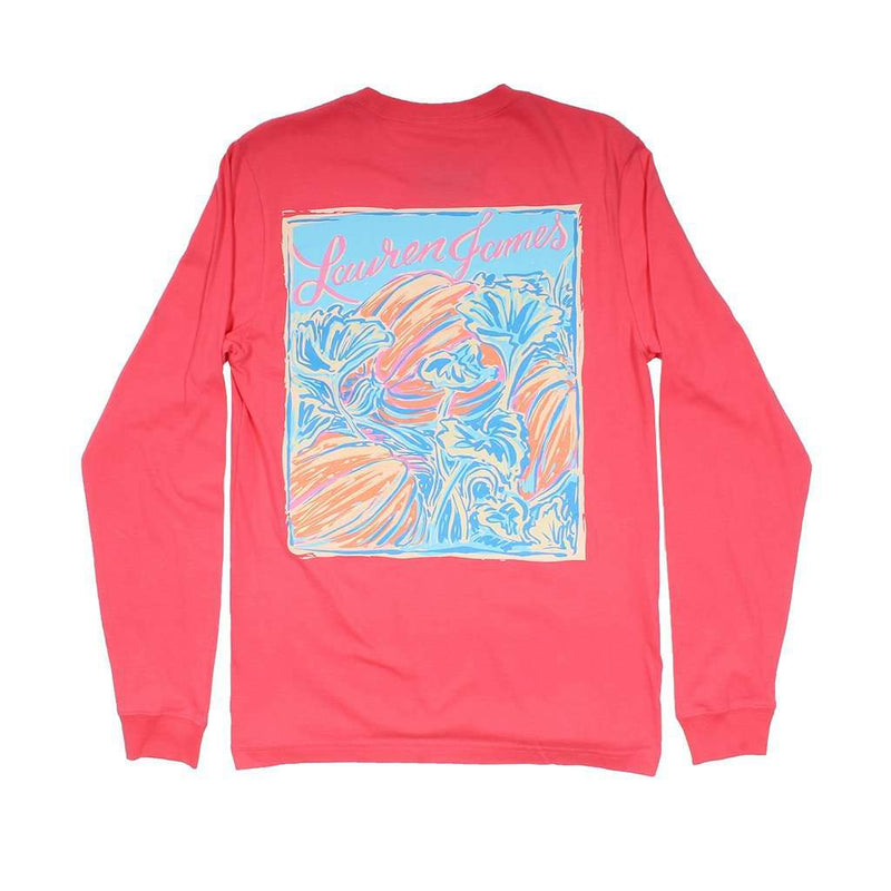 Pumpkin Vine Long Sleeve Tee in Coral by Lauren James - Country Club Prep