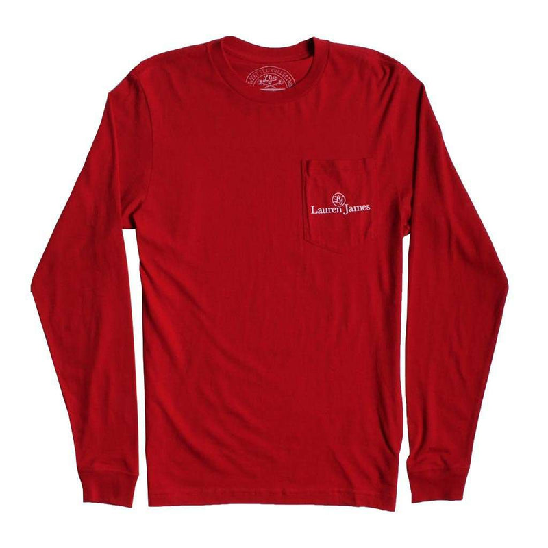 Seersucker Santa Long Sleeve Tee in Varsity Red by Lauren James - Country Club Prep