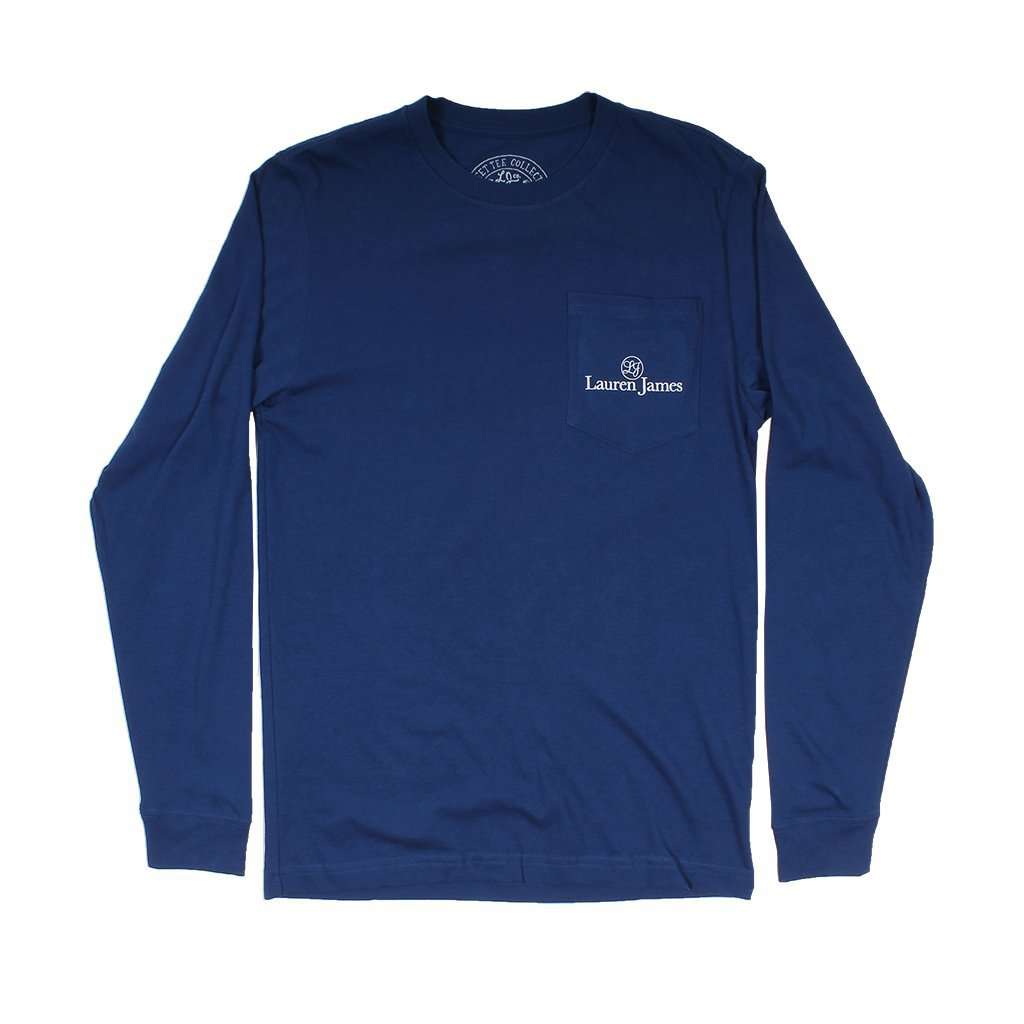 Lauren James Seersucker Football Long Sleeve Tee in Estate Blue ...