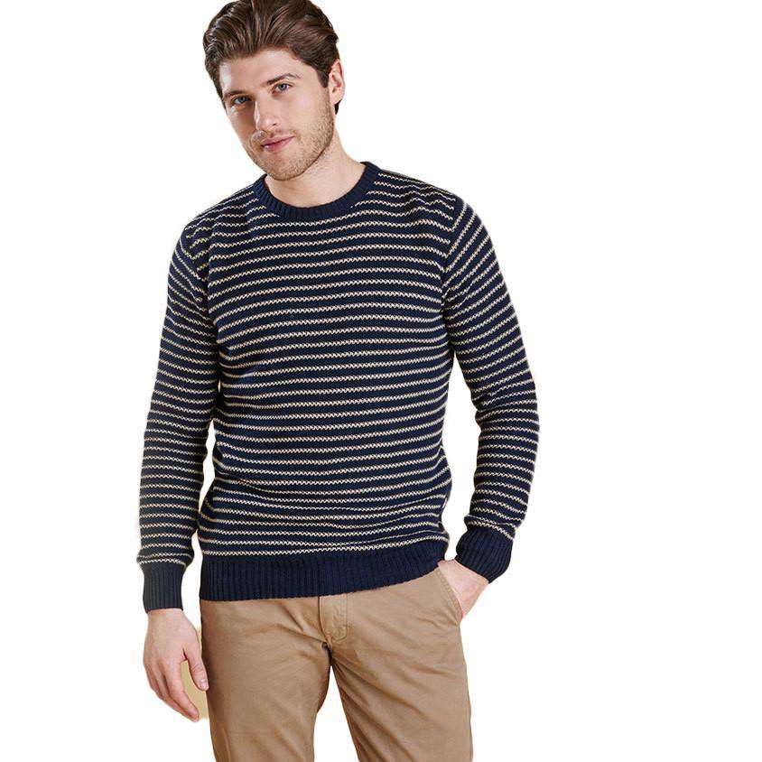 Legion Stripe Crew in Navy by Barbour - Country Club Prep