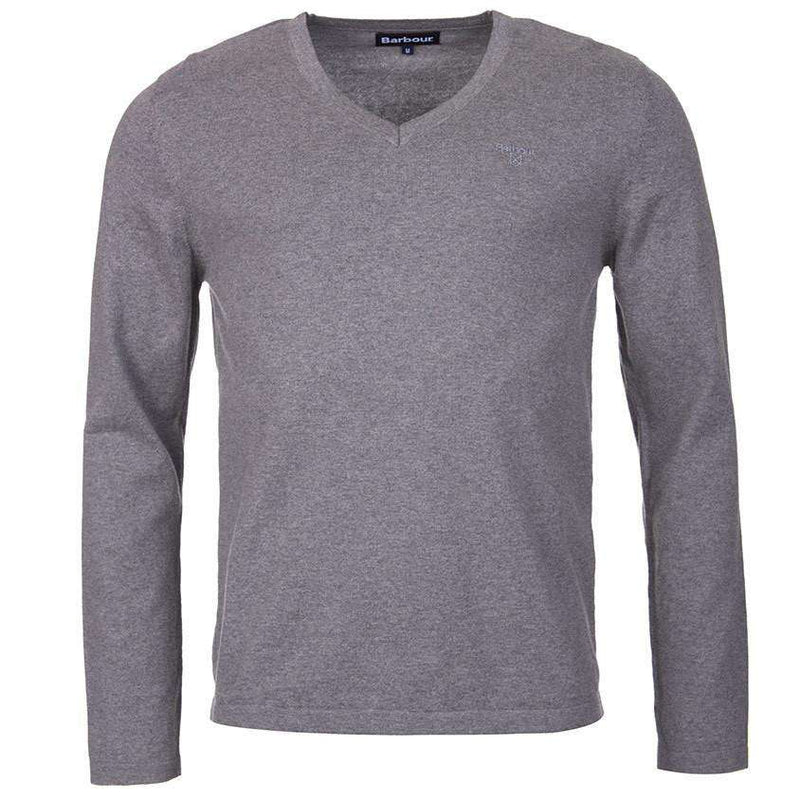 Barbour Lightweight V Neck Jumper in Grey Marl – Country Club Prep