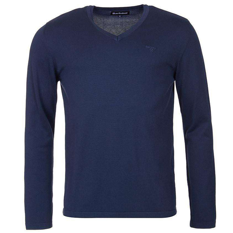 Lightweight V Neck Jumper in Navy by Barbour - Country Club Prep