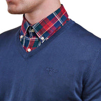 Lightweight V Neck Jumper in Navy by Barbour - Country Club Prep