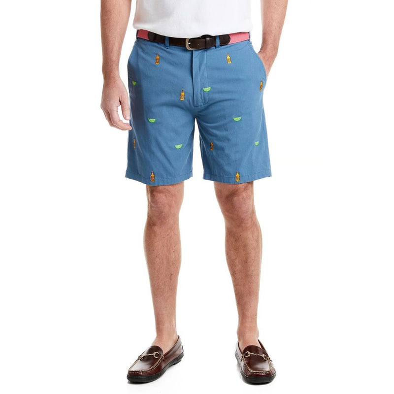 Island Canvas Short with Tequila, Salt & Lime in Dark Denim by Castaway Clothing - Country Club Prep