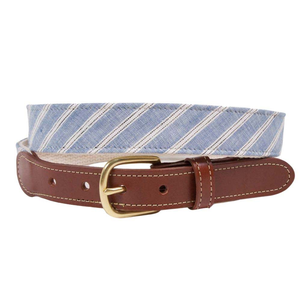 Bespoke Linen Leather Tab Belt by Country Club Prep - Country Club Prep