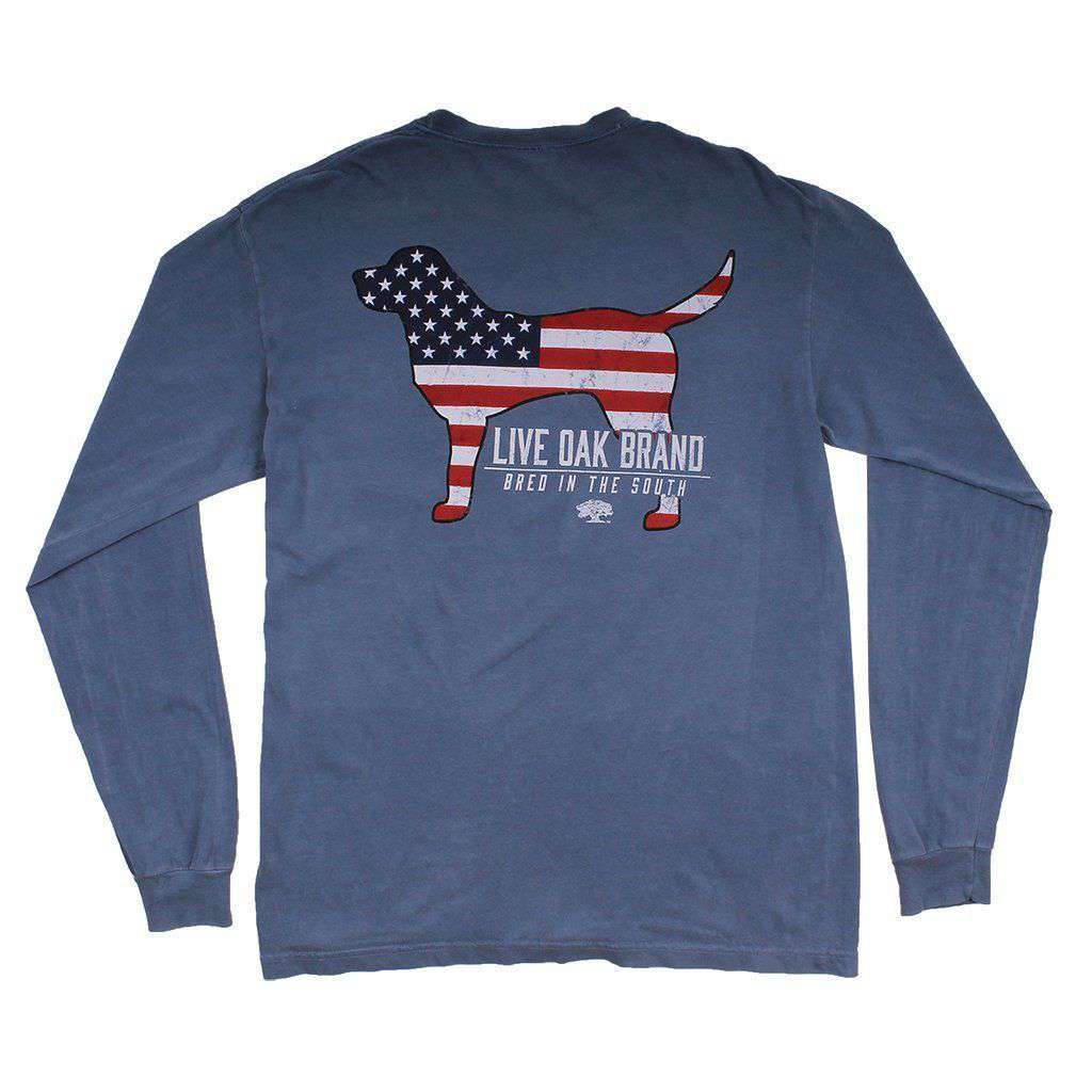 American Dog Long Sleeve Tee in Blue Jean by Live Oak - Country Club Prep