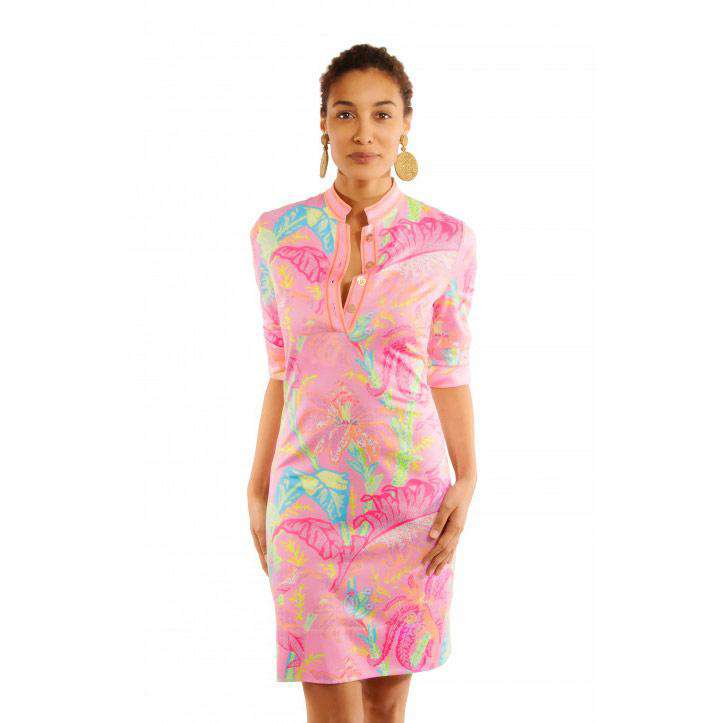 Mandarin Dress in Palm Palm Pink/Multi by Gretchen Scott - Country Club Prep