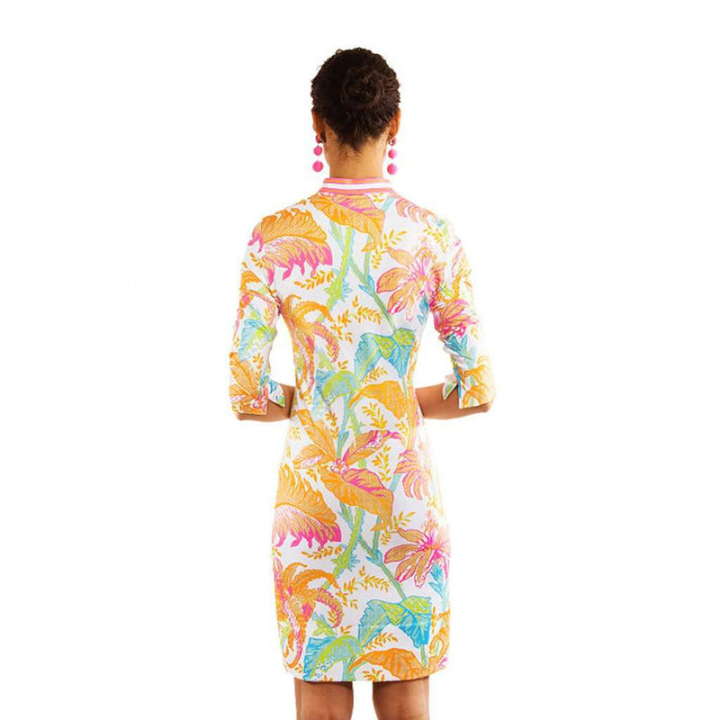 Mandarin Dress in Palm Palm White/Multi by Gretchen Scott - Country Club Prep