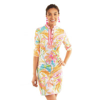 Mandarin Dress in Palm Palm White/Multi by Gretchen Scott - Country Club Prep