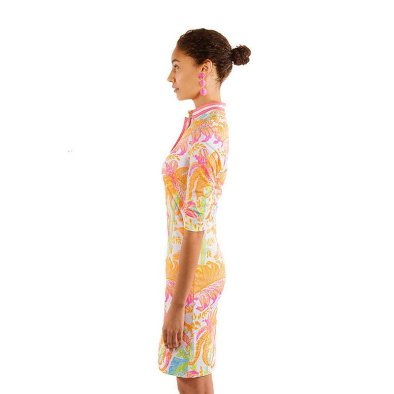 Mandarin Dress in Palm Palm White/Multi by Gretchen Scott - Country Club Prep