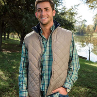 Marshall Quilted Vest in Knob Gray by Southern Marsh - Country Club Prep
