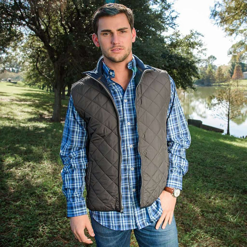 Southern Marsh Marshall Quilted Vest in Midnight Gray – Country Club Prep
