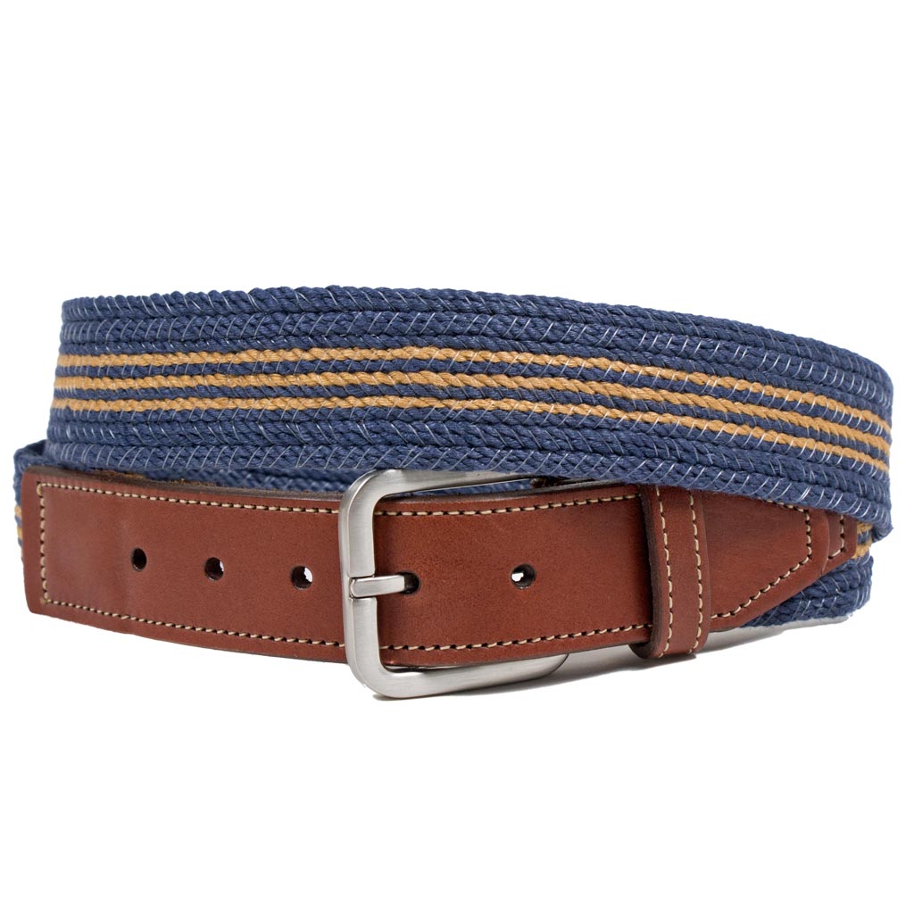 Leather Tab Cotton Braided Belt by Martin Dingman - Country Club Prep