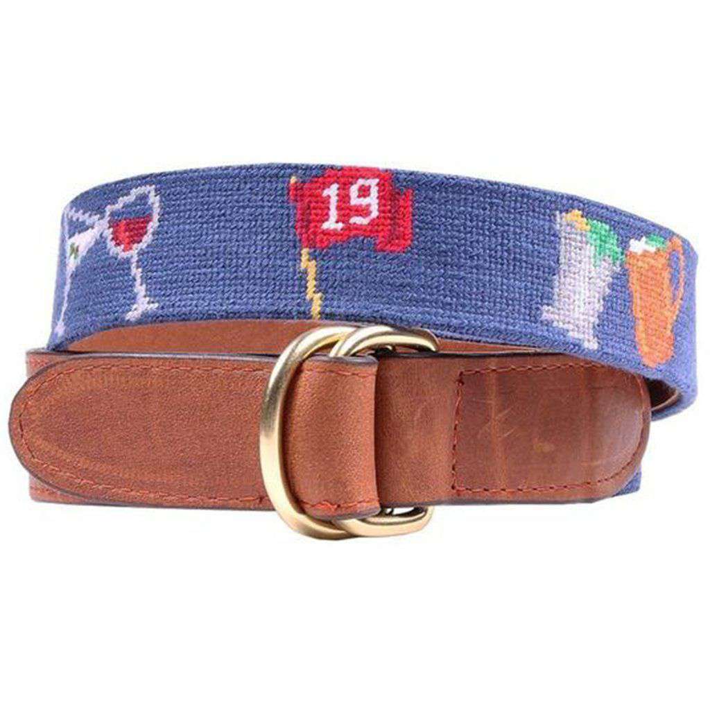 19th Hole Needlepoint D-Ring Belt in Classic Navy by Smathers & Branson - Country Club Prep