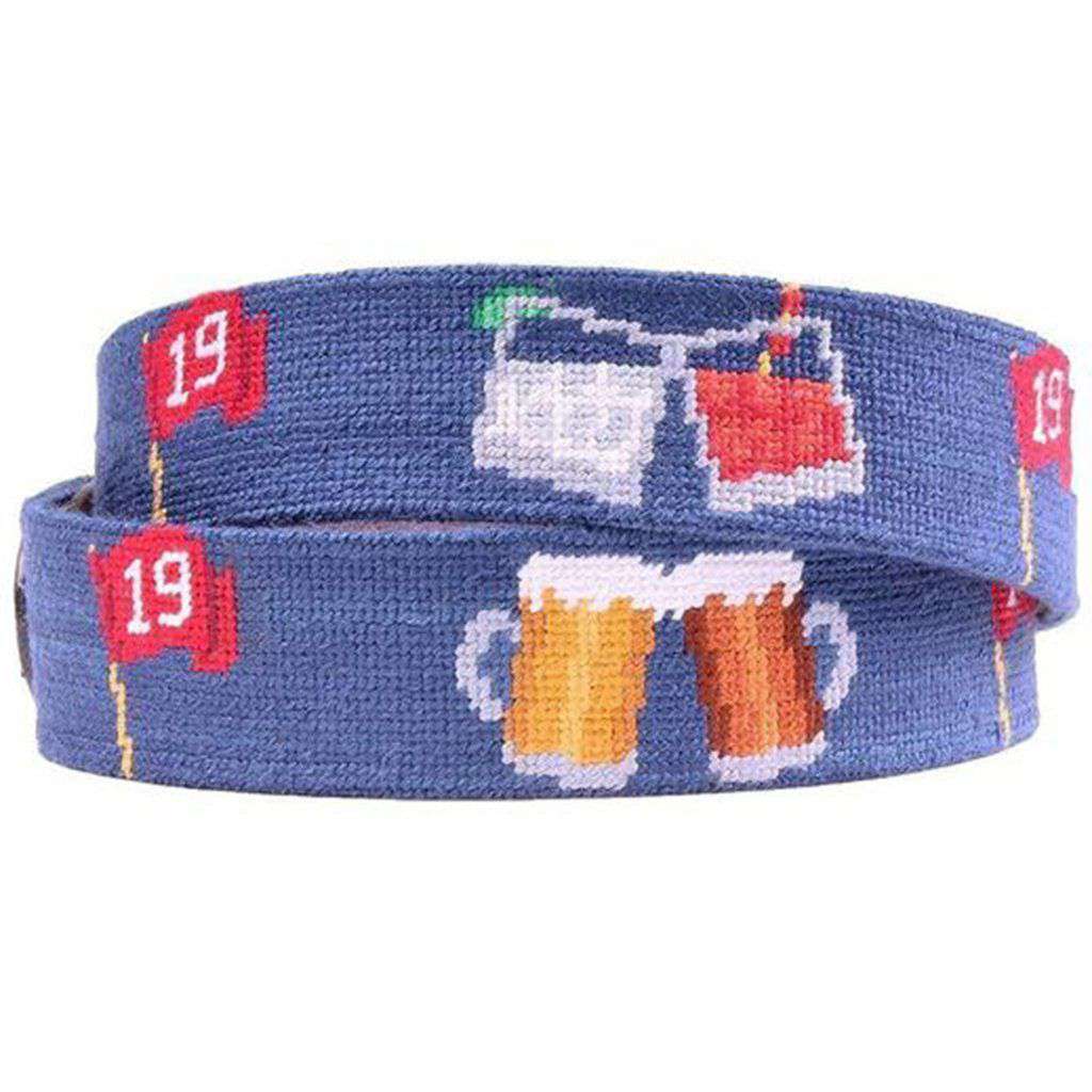 19th Hole Needlepoint D-Ring Belt in Classic Navy by Smathers & Branson - Country Club Prep