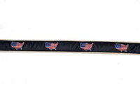 America Traditional Leather Tab Belt in Navy Ribbon with White Canvas Backing by State Traditions - Country Club Prep