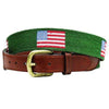 American Flag Needlepoint Belt in Hunter Green by Smathers & Branson - Country Club Prep