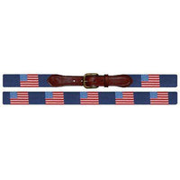 American Flag Needlepoint Belt in Navy by Smathers & Branson - Country Club Prep