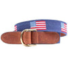 American Flag Needlepoint D-Ring Belt in Classic Navy by Smathers & Branson - Country Club Prep