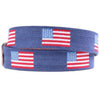 American Flag Needlepoint D-Ring Belt in Classic Navy by Smathers & Branson - Country Club Prep