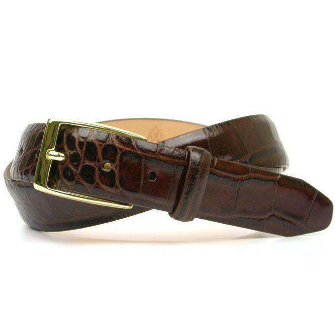 Anthony Alligator Grain Leather Belt in Brown by Martin Dingman - Country Club Prep