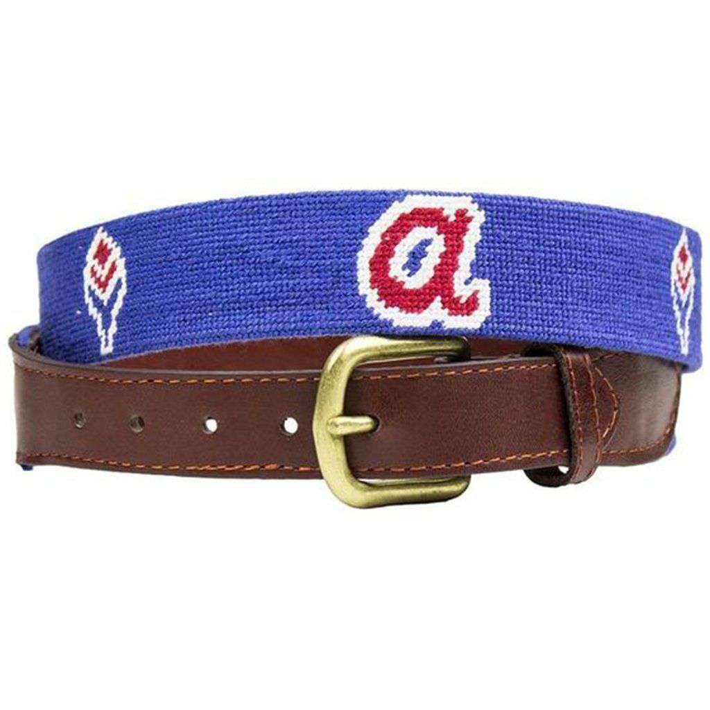 Atlanta Braves Cooperstown Needlepoint Belt in Blue by Smathers & Branson - Country Club Prep