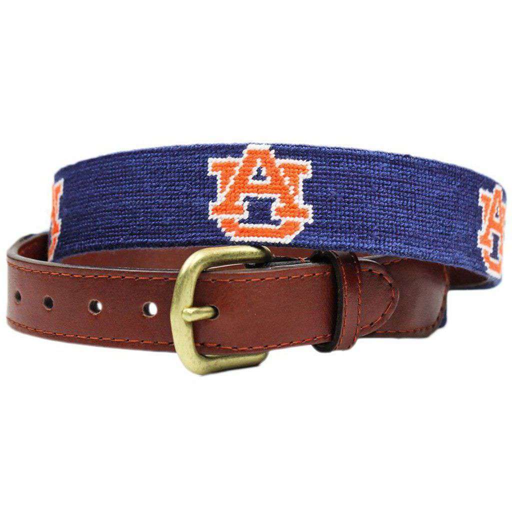 Auburn Needlepoint Belt in Navy by Smathers & Branson - Country Club Prep