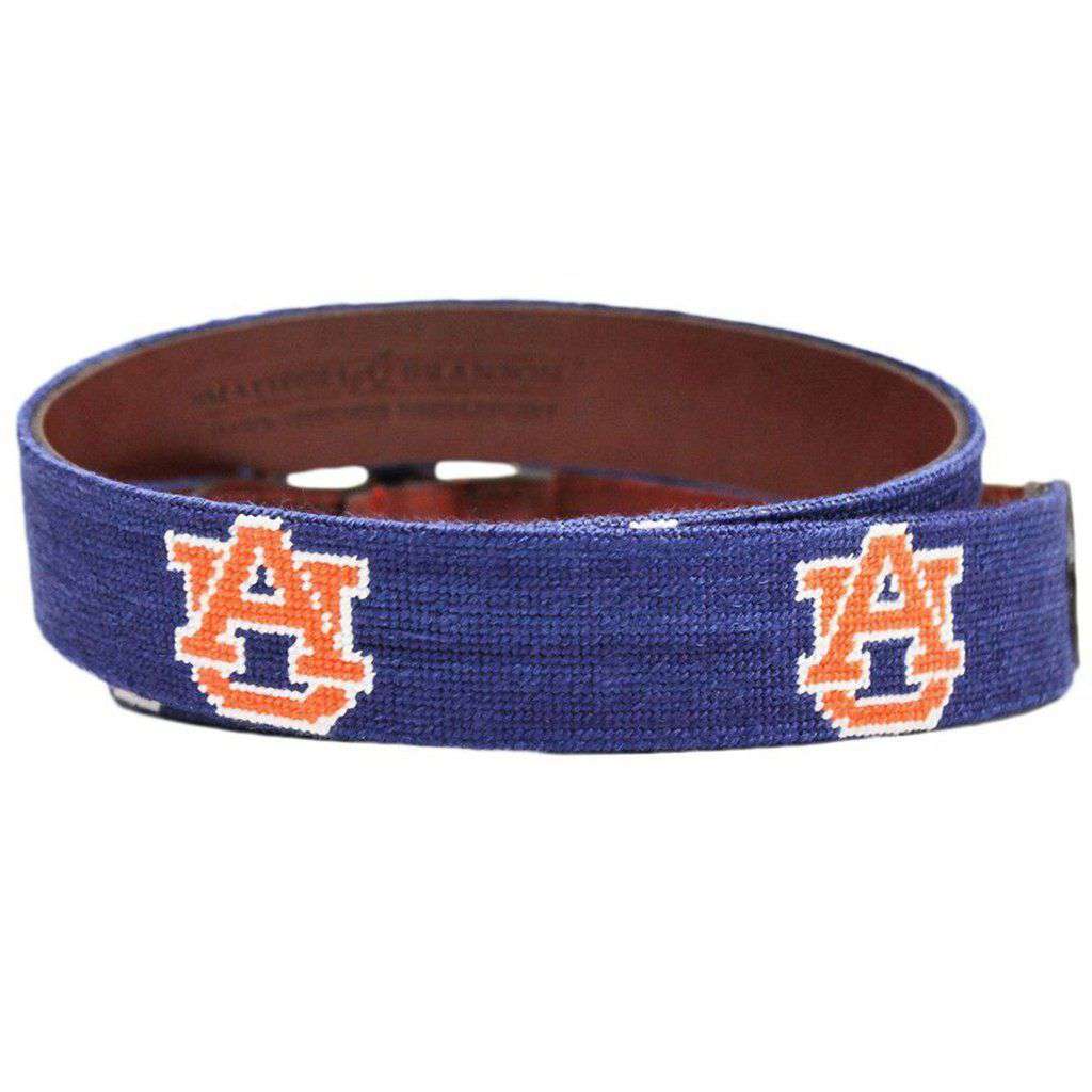 Auburn Needlepoint Belt in Navy by Smathers & Branson - Country Club Prep