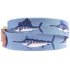 Billfish Needlepoint D-Ring Belt in Steel Blue by Smathers & Branson - Country Club Prep