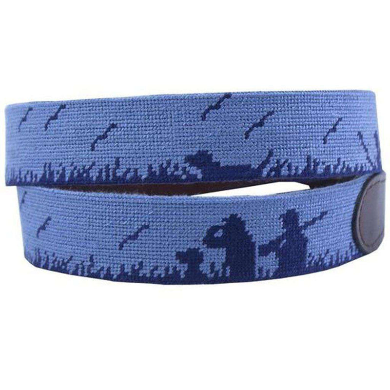 Bird Hunter Needlepoint Belt in Steel Blue by Smathers & Branson - Country Club Prep