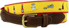 Bloody Mary Leather Tab Belt in Yellow with Red Canvas by Knot Belt Co. - Country Club Prep