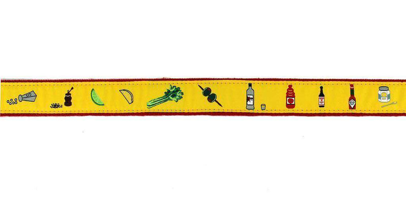 Bloody Mary Leather Tab Belt in Yellow with Red Canvas by Knot Belt Co. - Country Club Prep