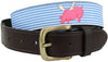 Bosun Belt in Blue Seersucker with Flying Pig by Castaway Clothing - Country Club Prep