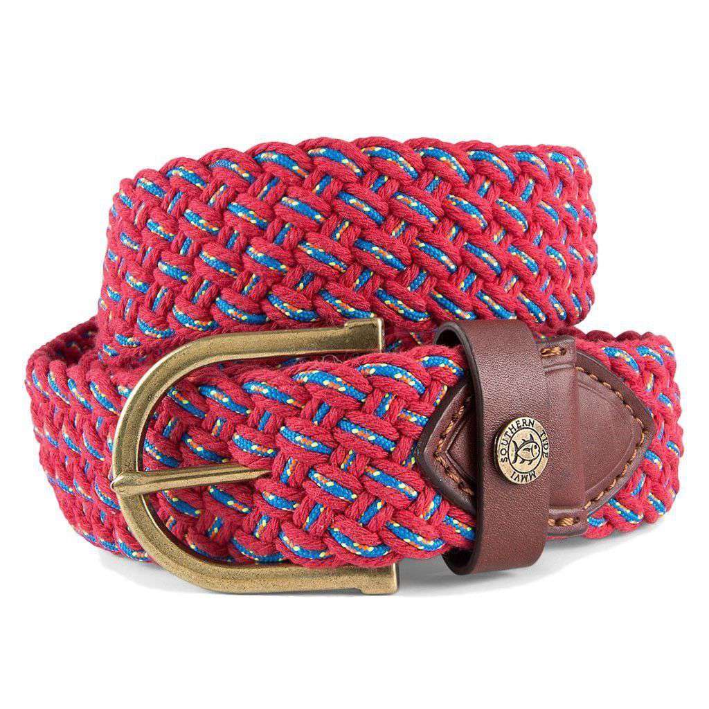 Braided Washed Belt in Charleston Red by Southern Tide - Country Club Prep
