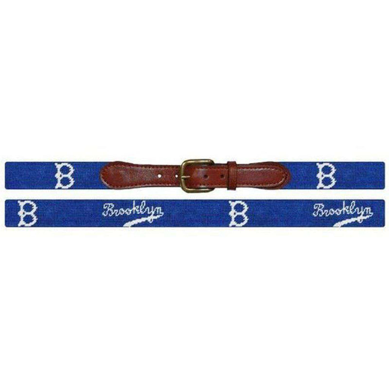 Brooklyn Dodgers Cooperstown Needlepoint Belt in Blue by Smathers & Branson - Country Club Prep
