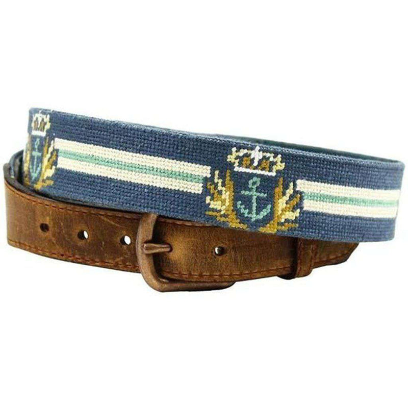 Captain's Needlepoint Belt in Grey by Smathers & Branson - Country Club Prep