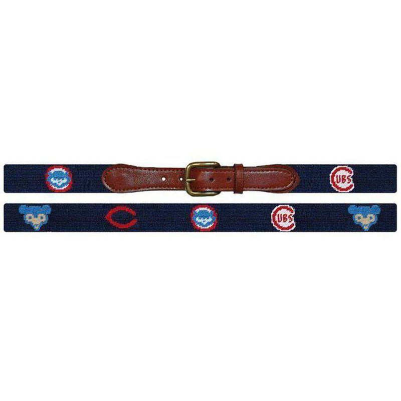 Chicago Cubs Cooperstown Needlepoint Belt in Navy by Smathers & Branson - Country Club Prep